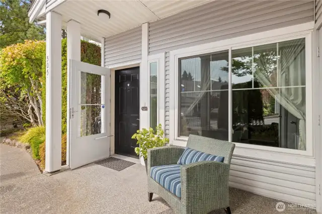 Welcoming Zero Steps Entry Patio.