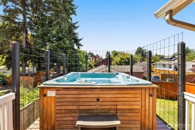 Hot tub on the top deck area.