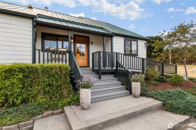 Stairs or ramp for easy access to the entry.