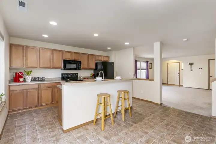 Abundance of cabinets and counter space for easy meal prep