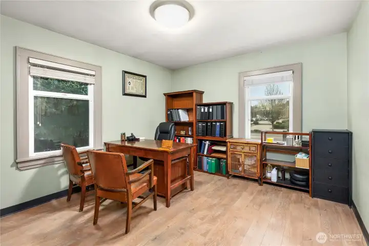 Main-level room used as practitioner’s office or first bedroom.