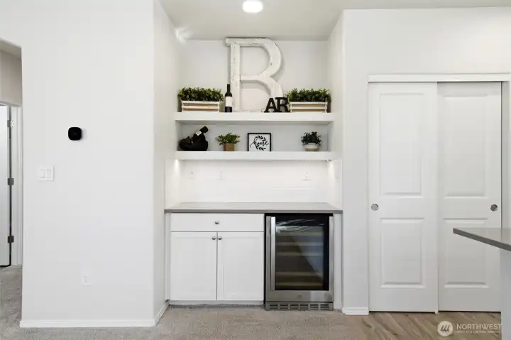 Floating Shelves & Wine Fridge
