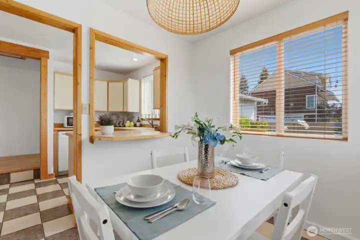Dining area with views and nice natural light