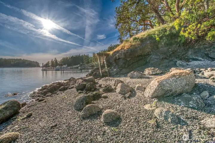 Private stairs to access your cove beach on Pole Pass.