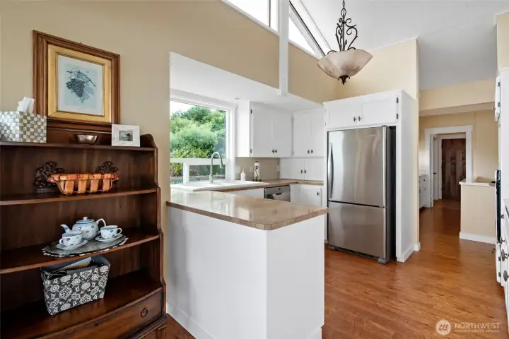 View into kitchen from breakfast nook.