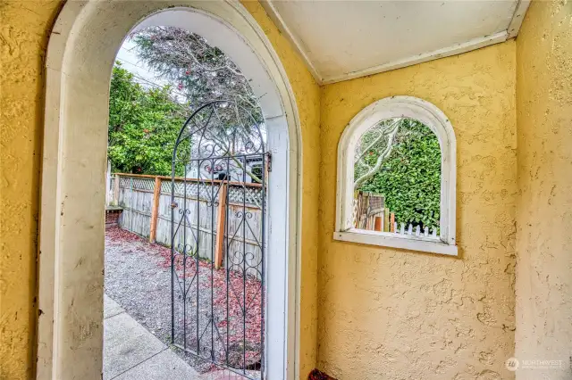 Picturesque window and door way on the covered porch.