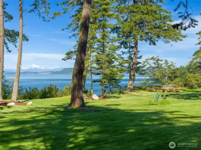 Expansive water & Mt. Baker views from nearly every room of this light filled home on 209 ft of WF.  Small deck at the top of the bank is a good place to watch passing ferries, playful Orcas & soaring eagles.