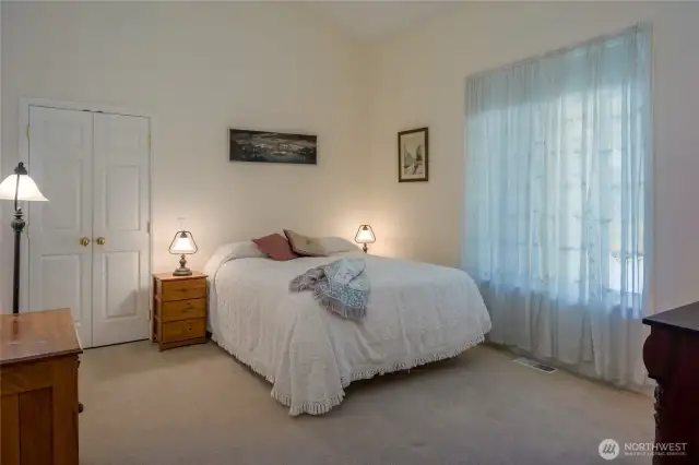 Main floor bedroom is on the front side of the house.  Perfect privacy for guests.