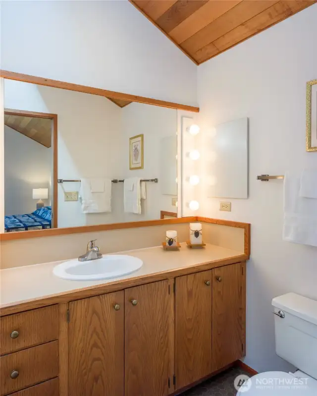 3/4 bath adjacent to large bedroom.