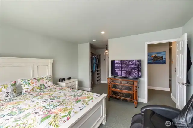 Primary bedroom leading to ensuite.