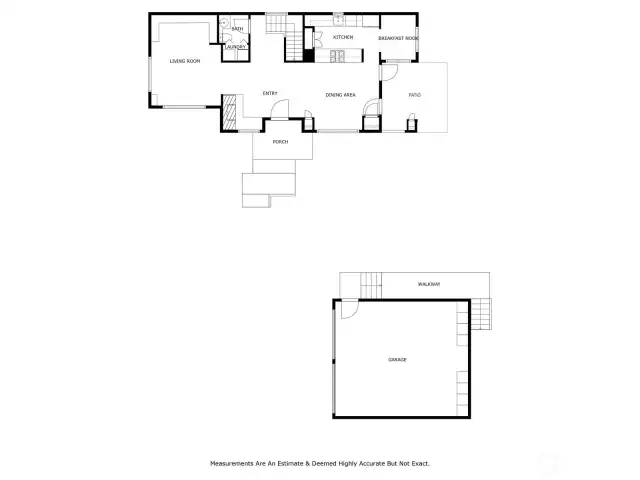 First level floorplan for both the main house & garage/flex studio space