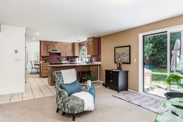 Family room off of the kitchen is great for entertaining