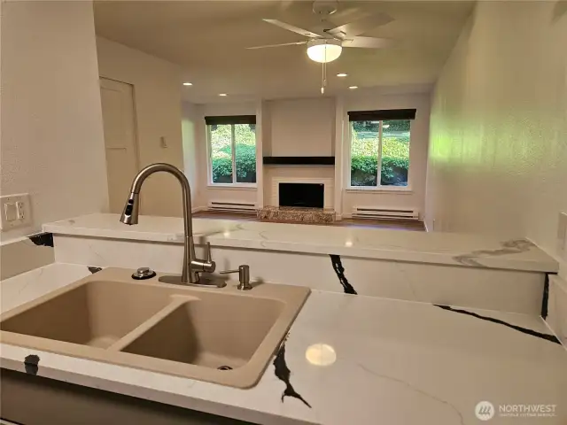 kitchen looking into living room