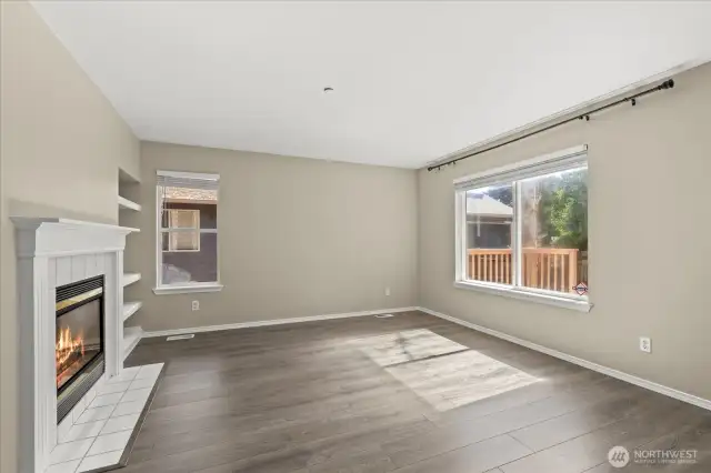 Family room with fireplace