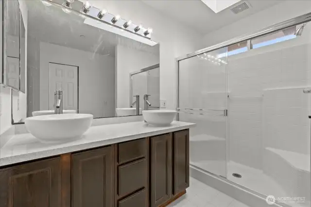 Primary bathroom with skylight