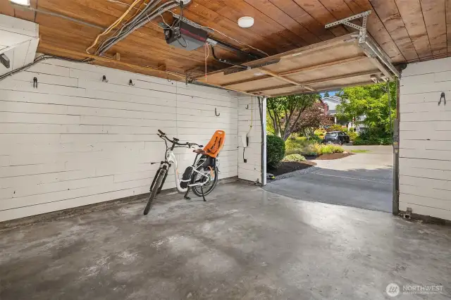One car garage with option for electric vehicle charging.