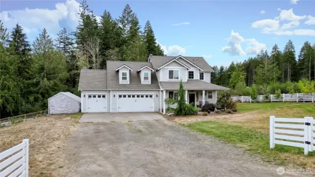 2020 home on 5 acres! oversized 3 car garage, covered front porch and rv pad!