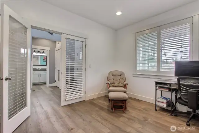 French doors for privacy makes this a perfect work from home office
