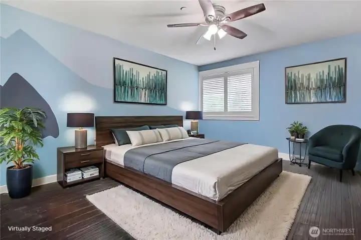 Guest bedroom #3, wall has been painted a solid color