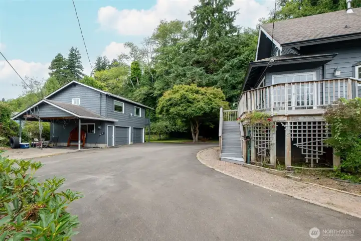 Rear Yard, Apartment, Garage, and Circular Drive