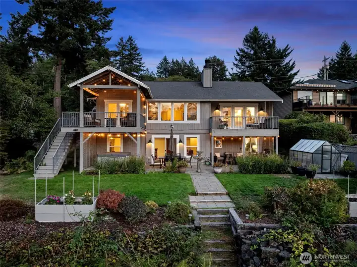 West facing waterfront side of the home
