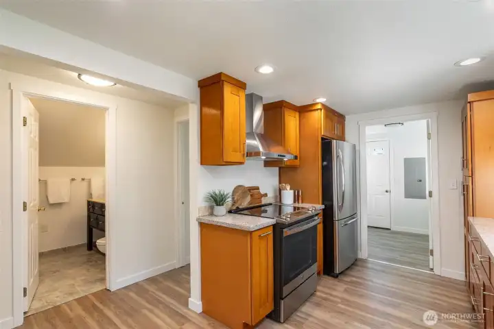 Hallway to the two bedrooms and full bath.