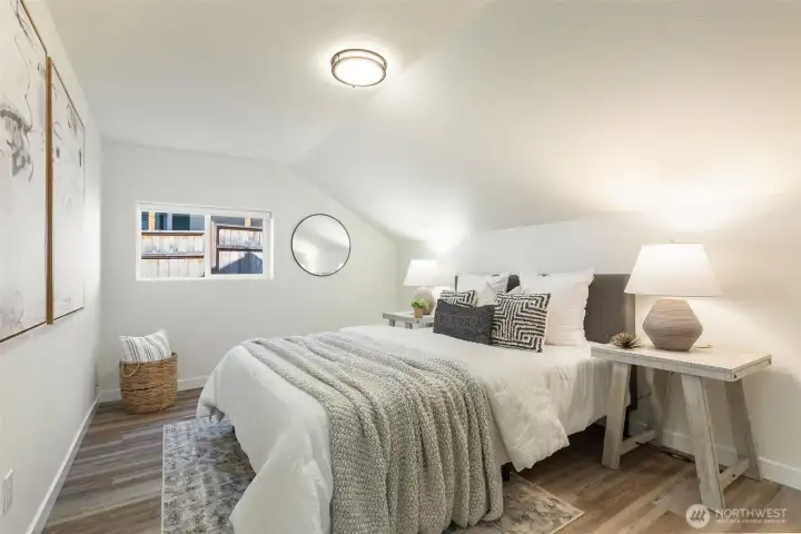 Bedroom one is large enough for a queen bed and double night stands.