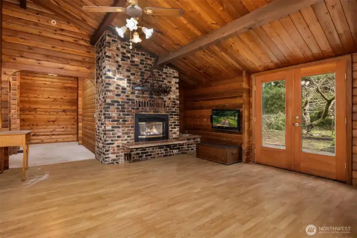 ...and a cozy propane fireplace.