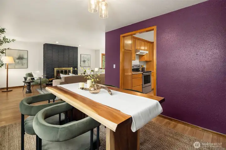 Dining room with view back into living room.