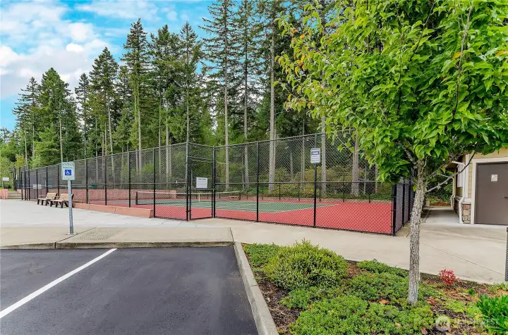 Tennis courts and trail head