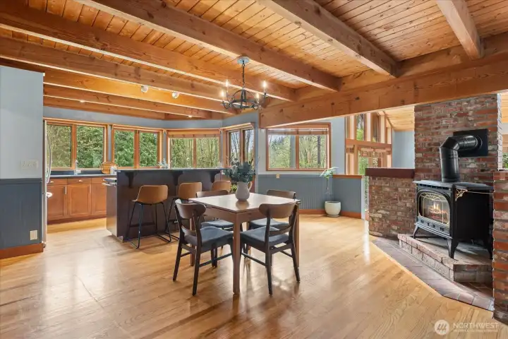 Hardwood floors through the home, gas stove