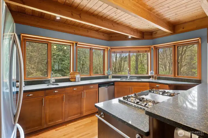 Wall of windows looking out at your private lawn.