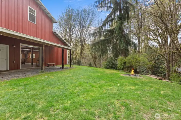 Firepit area behind the shop