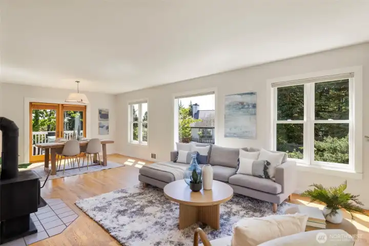 Light pours into large windows