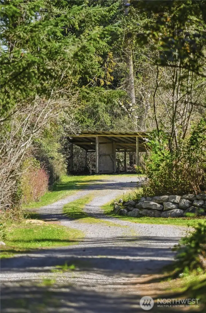 View down the driveway