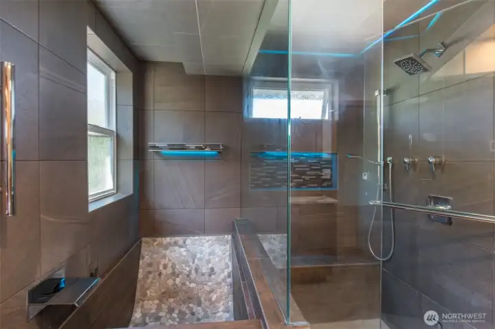 Custom soaking tub and steam shower