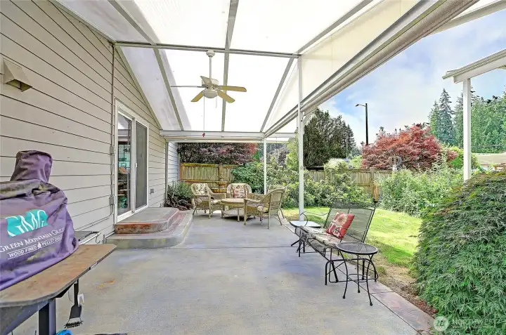 Enjoy year-round outdoor living under the expansive covered patio.