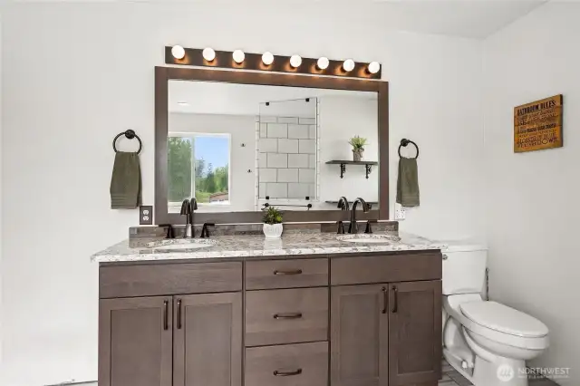 The double sink vanity is perfect for effortless morning routines.