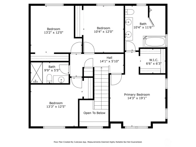 Upper floor. Dimensions are approximate.
