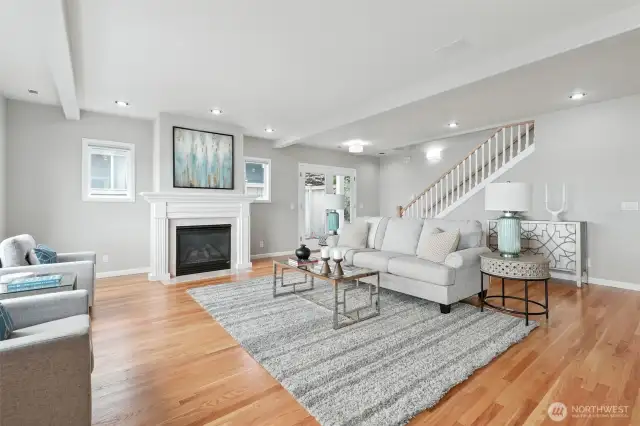 Gas fireplace in the elegant living room.