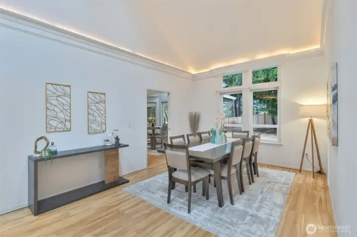 This dining area could fit an even larger table--or use the room as one large living room.