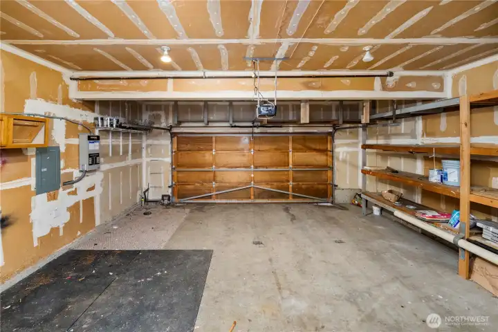 Large 2 car garage.