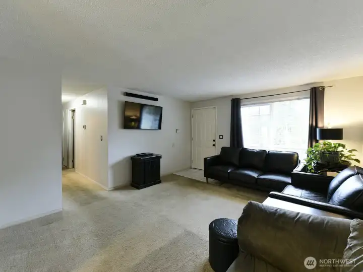 Looking into the livingroom from dining area.