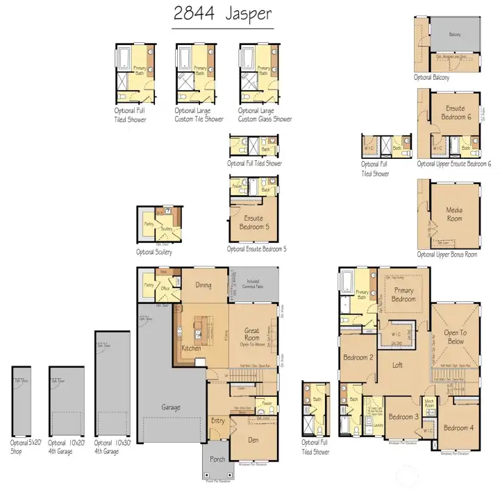 Jasper floorplan options, personalize this home for your lifestyle