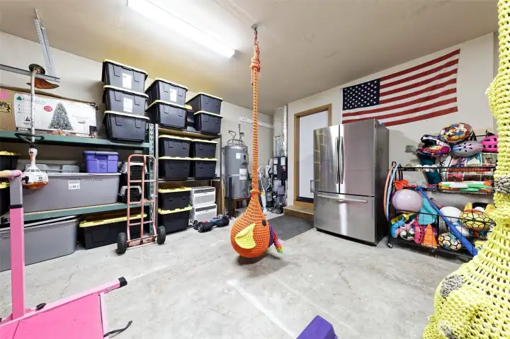 Finished garage with plenty of room to store your stuff.