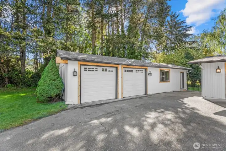 Detached shop with power, 2 car doors and lots of space