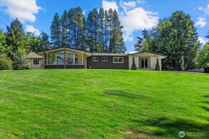 Fully fenced backyard on over a half acre!