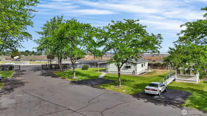 You get a lot of yard with this home!