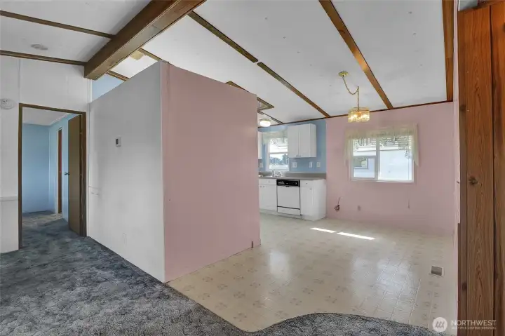 Dining room and kitchen