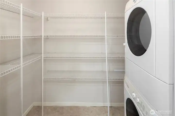 Washer and dryer are in the large kitchen pantry!